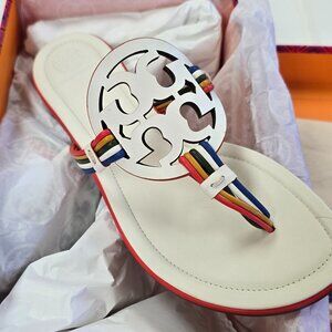 Tory Burch Miller Sandal - Style 64014 Color: New Ivory/Multi Rainbow Size 9